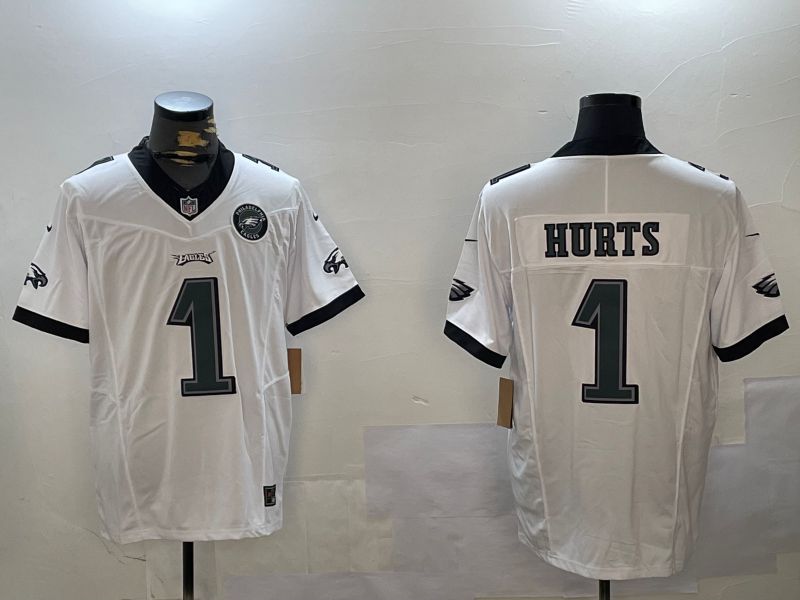 Men Philadelphia Eagles #1 Hurts White three generations 2024 Nike Limited NFL Jersey style 4->philadelphia eagles->NFL Jersey